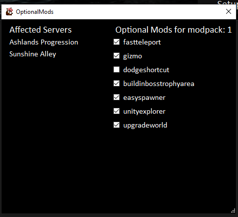 Optional Mods Interface